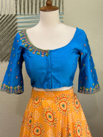 Maggam work Blouse for Saree –  Blue Blouse- Artisan Silk Blouse – Festive & Wedding Ethnic Wear