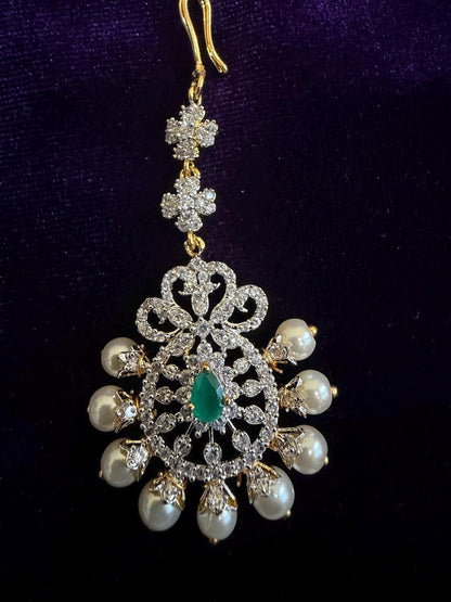 Diamond Maang tikka Bridal Jewelry Costume silver jewelry Alloy based Jewelry  - SHABURIS Fashion Jewelry