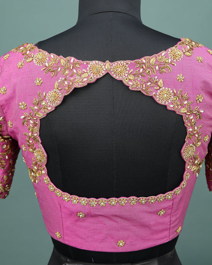 Maggam work Blouse for Saree – Pink Blouse Artisan Silk Blouse – Festive & Wedding Ethnic Wear