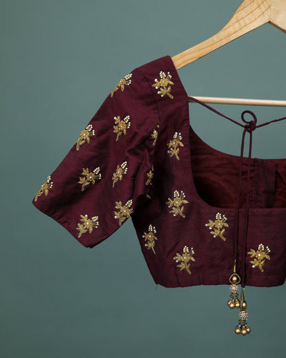 Maggam work Blouse for Saree – Maroon Blouse Artisan Silk Blouse – Festive & Wedding Ethnic Wear