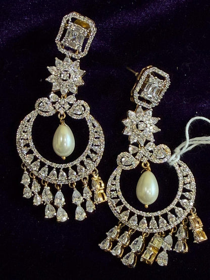 Diamond Earrings Bridal Jewelry Costume silver jewelry Alloy based Jewelry  - SHABURIS Fashion Jewelry