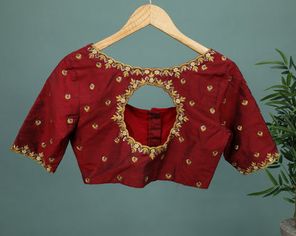 Maggam work Blouse for Saree – Maroon Blouse Artisan Silk Blouse – Festive & Wedding Ethnic Wear