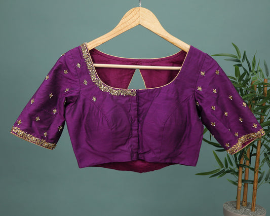 Maggam work Blouse for Saree –  Purple Blouse Artisan Silk Blouse – Festive & Wedding Ethnic Wear