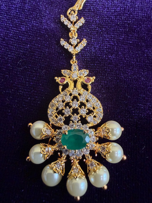 Diamond Maang tikka Bridal Jewelry Costume silver jewelry Alloy based Jewelry  - SHABURIS Fashion Jewelry