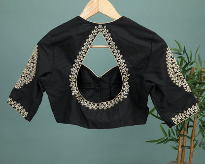 Maggam work Blouse for Saree – Black Blouse Artisan Silk Blouse – Festive & Wedding Ethnic Wear