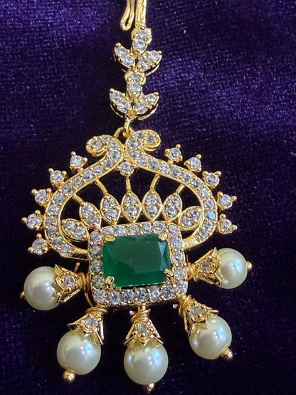 Diamond Maang tikka Bridal Jewelry Costume silver jewelry Alloy based Jewelry  - SHABURIS Fashion Jewelry