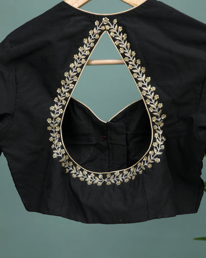 Maggam work Blouse for Saree – Black Blouse Artisan Silk Blouse – Festive & Wedding Ethnic Wear