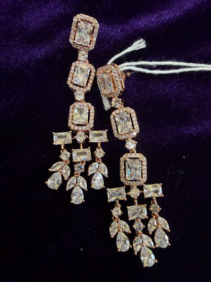 Diamond Earrings Bridal Jewelry Costume silver jewelry Alloy based Jewelry  - SHABURIS Fashion Jewelry