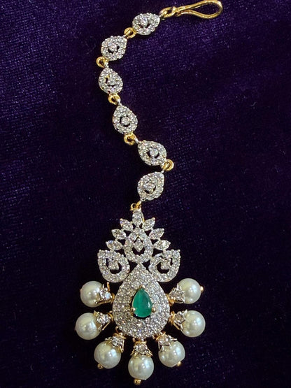 Diamond Maang tikka Bridal Jewelry Costume silver jewelry Alloy based Jewelry  - SHABURIS Fashion Jewelry