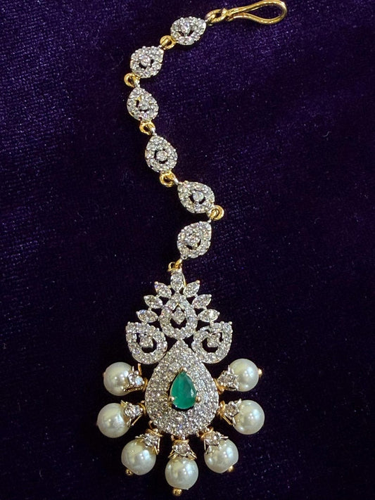 Diamond Maang tikka Bridal Jewelry Costume silver jewelry Alloy based Jewelry  - SHABURIS Fashion Jewelry