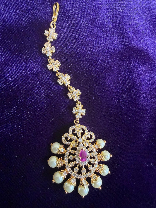 Diamond Maang tikka Bridal Jewelry Costume silver jewelry Alloy based Jewelry  - SHABURIS Fashion Jewelry