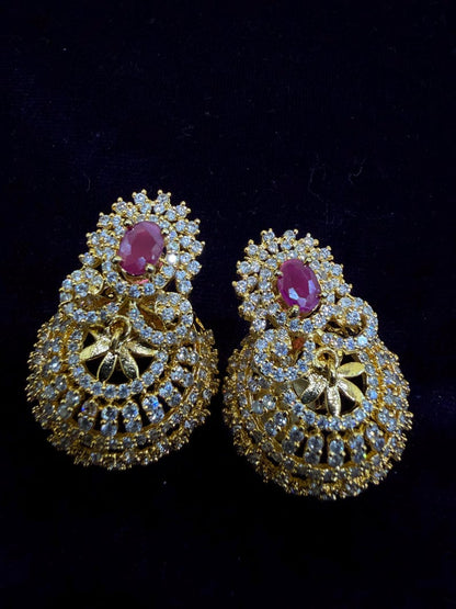 Diamond Earrings Bridal Jewelry Costume silver jewelry Alloy based Jewelry  - SHABURIS Fashion Jewelry