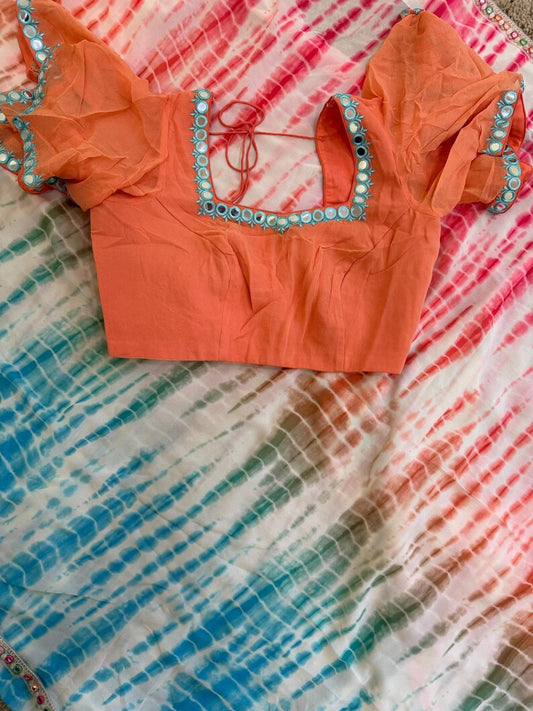 Cocktail saree tie and dye saree  shibori saree multi colour saree haldi saree Mehendi saree grab party saree with blouse