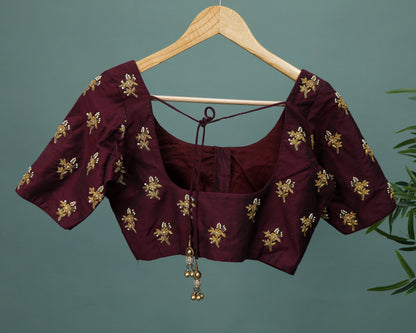 Maggam work Blouse for Saree – Maroon Blouse Artisan Silk Blouse – Festive & Wedding Ethnic Wear
