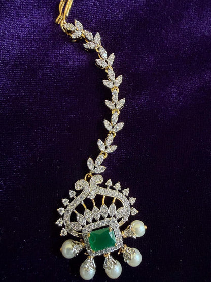 Diamond Maang tikka Bridal Jewelry Costume silver jewelry Alloy based Jewelry  - SHABURIS Fashion Jewelry