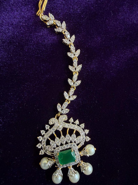 Diamond Maang tikka Bridal Jewelry Costume silver jewelry Alloy based Jewelry  - SHABURIS Fashion Jewelry