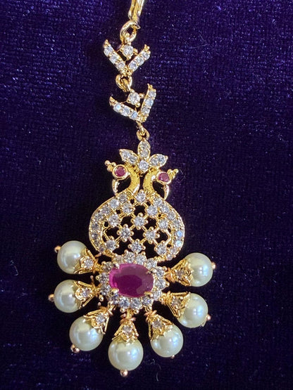 Diamond Maang tikka Bridal Jewelry Costume silver jewelry Alloy based Jewelry  - SHABURIS Fashion Jewelry