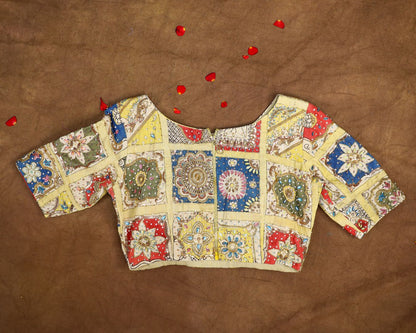 Hand Painted Pen Kalamkari Blouse for Saree – Artisan Kalamkari Silk Blouse – Festive & Wedding Ethnic Wear