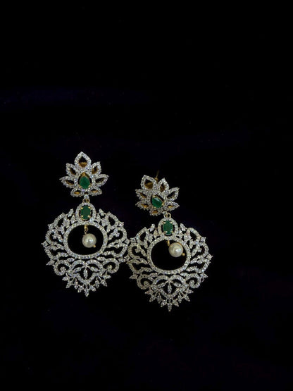 Diamond Earrings Bridal Jewelry Costume silver jewelry Alloy based Jewelry  - SHABURIS Fashion Jewelry