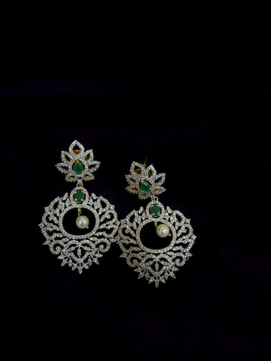 Diamond Earrings Bridal Jewelry Costume silver jewelry Alloy based Jewelry  - SHABURIS Fashion Jewelry