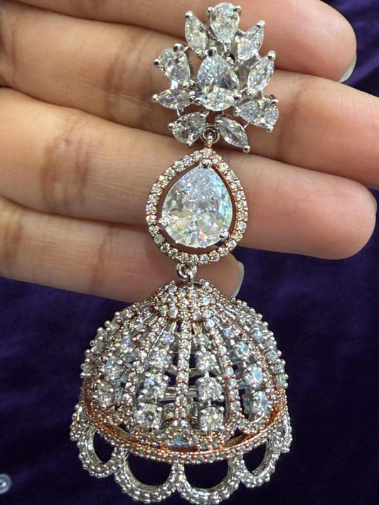 Diamond Earrings Bridal Jewelry Costume silver jewelry Alloy based Jewelry  - SHABURIS Fashion Jewelry