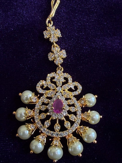 Diamond Maang tikka Bridal Jewelry Costume silver jewelry Alloy based Jewelry  - SHABURIS Fashion Jewelry