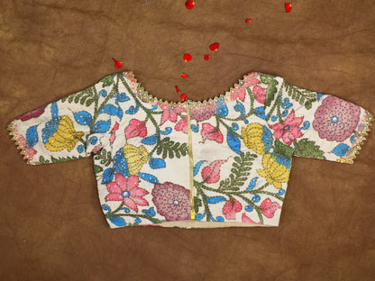 Hand Painted Pen Kalamkari Blouse for Saree – Artisan Kalamkari Silk Blouse – Festive & Wedding Ethnic Wear