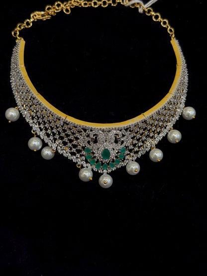 Diamond Necklace Bridal necklace Costume silver jewelry Alloy based Jewelry  - SHABURIS Fashion Jewelry