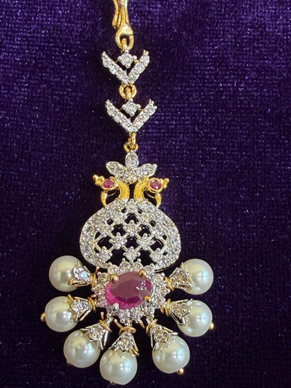 Diamond Maang tikka Bridal Jewelry Costume silver jewelry Alloy based Jewelry  - SHABURIS Fashion Jewelry