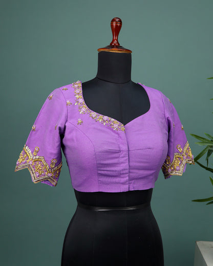 Maggam work Blouse for Saree – purple Blouse Artisan Silk Blouse – Festive & Wedding Ethnic Wear