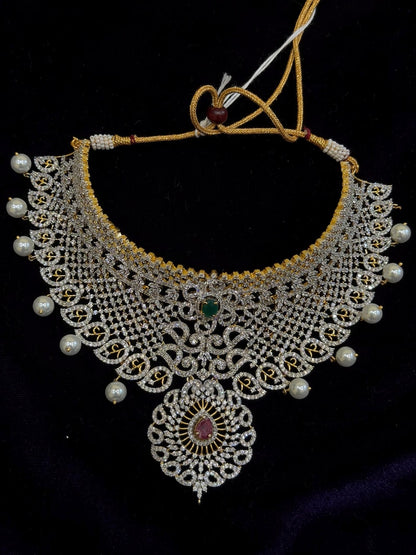 Diamond Necklace Bridal necklace Costume silver jewelry Alloy based Jewelry  - SHABURIS Fashion Jewelry