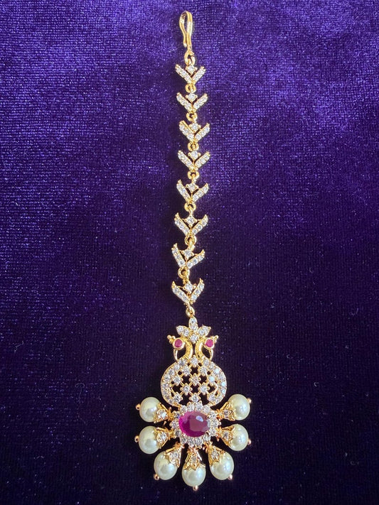 Diamond Maang tikka Bridal Jewelry Costume silver jewelry Alloy based Jewelry  - SHABURIS Fashion Jewelry