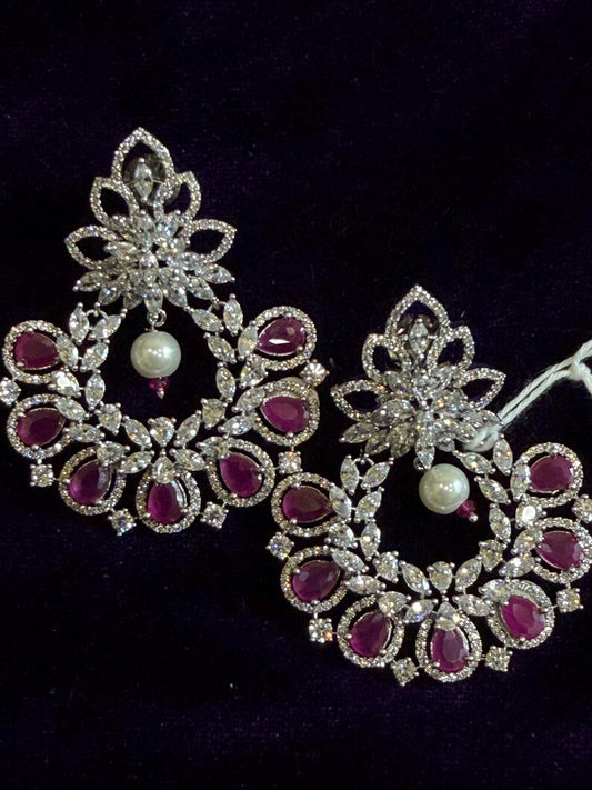 Diamond Earrings Bridal Jewelry Costume silver jewelry Alloy based Jewelry  - SHABURIS Fashion Jewelry