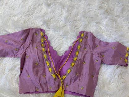 Maggam work Blouse for Saree –  Purple Blouse- Artisan Silk Blouse – Festive & Wedding Ethnic Wear