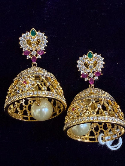Diamond Earrings Bridal Jewelry Costume silver jewelry Alloy based Jewelry  - SHABURIS Fashion Jewelry