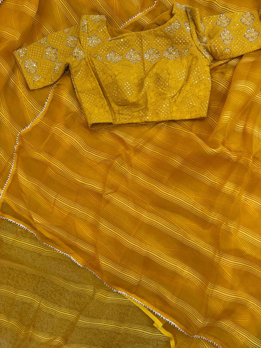Bandhini saree shibori saree multi colour saree haldi saree Mehendi saree grab party saree with blouse
