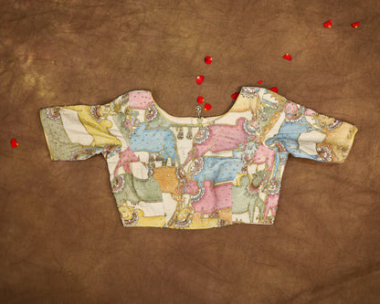 Hand Painted Pen Kalamkari Blouse for Saree – Artisan Kalamkari Silk Blouse – Festive & Wedding Ethnic Wear