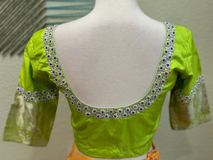 Maggam work Blouse for Saree –Green Blouse - Artisan Silk Blouse – Festive & Wedding Ethnic Wear