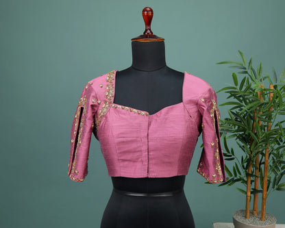 Maggam work Blouse for Saree – Pink  Blouse- Artisan Silk Blouse – Festive & Wedding Ethnic Wear