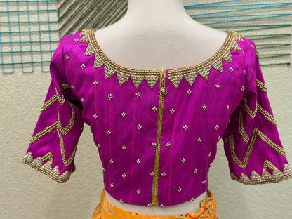 Maggam work Blouse for Saree –Magenta pink blouse - Artisan Silk Blouse – Festive & Wedding Ethnic Wear
