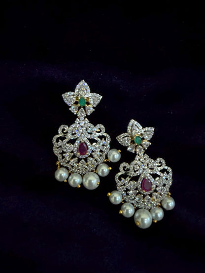 Diamond Earrings Bridal Jewelry Costume silver jewelry Alloy based Jewelry  - SHABURIS Fashion Jewelry