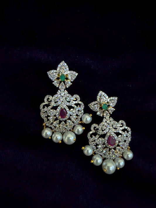 Diamond Earrings Bridal Jewelry Costume silver jewelry Alloy based Jewelry  - SHABURIS Fashion Jewelry