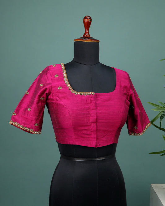 Maggam work Blouse for Saree – Maroon Blouse Artisan Silk Blouse – Festive & Wedding Ethnic Wear