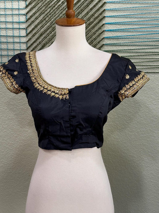 Maggam work Blouse for Saree – Black Blouse- Artisan Silk Blouse – Festive & Wedding Ethnic Wear