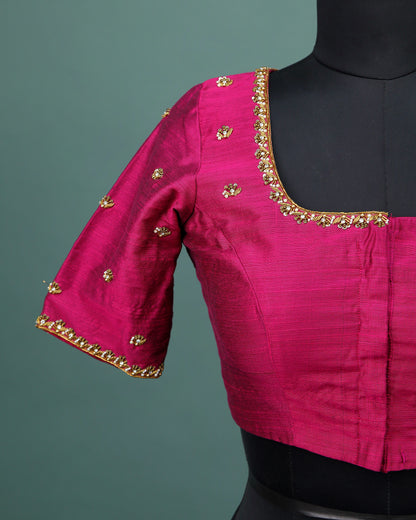 Maggam work Blouse for Saree – Maroon Blouse Artisan Silk Blouse – Festive & Wedding Ethnic Wear