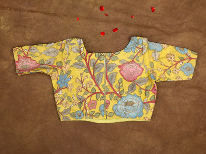 Hand Painted Pen Kalamkari Blouse for Saree – Artisan Kalamkari Silk Blouse – Festive & Wedding Ethnic Wear