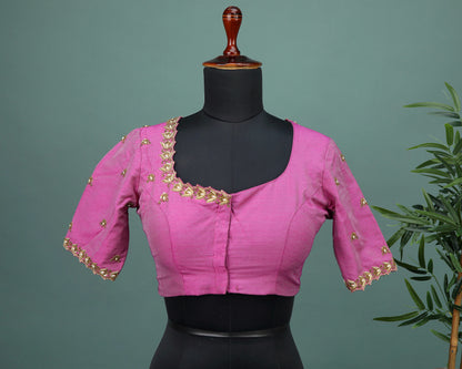 Maggam work Blouse for Saree – Pink Blouse Artisan Silk Blouse – Festive & Wedding Ethnic Wear