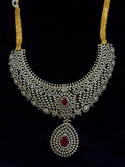Diamond Necklace Bridal necklace Costume silver jewelry Alloy based Jewelry  - SHABURIS Fashion Jewelry