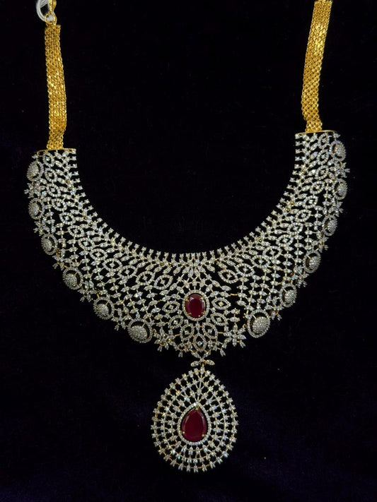 Diamond Necklace Bridal necklace Costume silver jewelry Alloy based Jewelry  - SHABURIS Fashion Jewelry