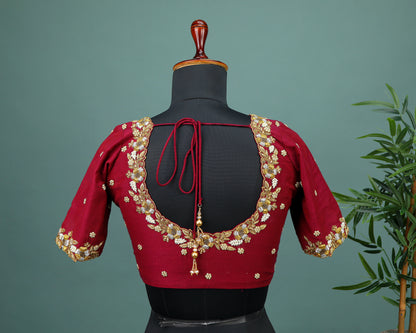 Maggam work Blouse for Saree – Maroon Blouse Artisan Silk Blouse – Festive & Wedding Ethnic Wear
